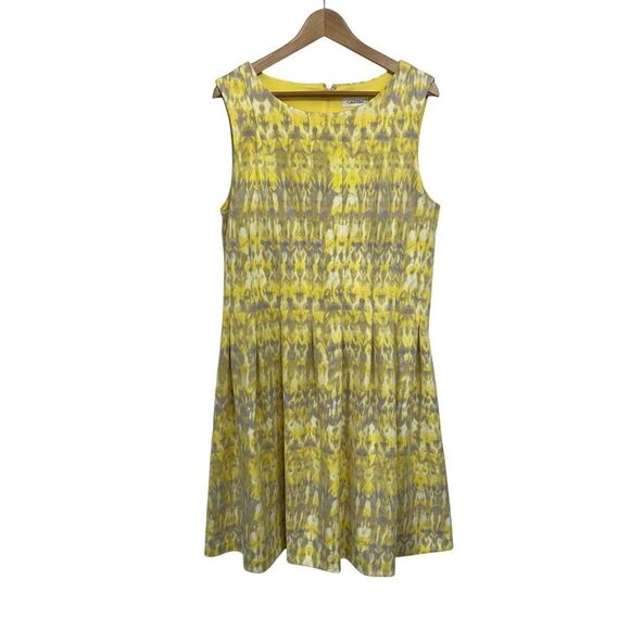 Calvin Klein Yellow Summer Fit and Flare Midi Dress, 14 - Picture 1 of 7